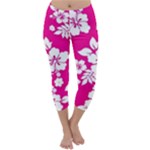 Pink Hawaiian Flowers Capri Winter Leggings 