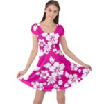 Pink Hawaiian Flowers Cap Sleeve Dress