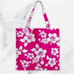 Pink Hawaiian Flowers Zipper Grocery Tote Bag