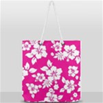 Pink Hawaiian Flowers Full Print Rope Handle Tote (Large)