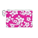 Pink Hawaiian Flowers Canvas Cosmetic Bag (Medium)