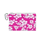 Pink Hawaiian Flowers Canvas Cosmetic Bag (Small)