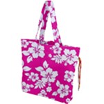 Pink Hawaiian Flowers Drawstring Tote Bag