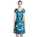 Design Art (design 15) Short Sleeve Front Wrap Dress