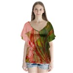 Design Art (design 14) V-Neck Flutter Sleeve Top