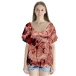 Design Art (design 10) V-Neck Flutter Sleeve Top