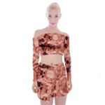 Design Art (design 10) Off Shoulder Top with Mini Skirt Set