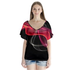 V-Neck Flutter Sleeve Top 