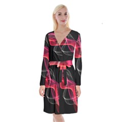 Long Sleeve Velvet Front Wrap Dress 