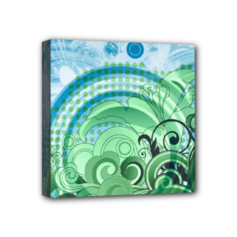 Blue Green Circle Design Mini Canvas 4  x 4  (Stretched) from ArtsNow.com