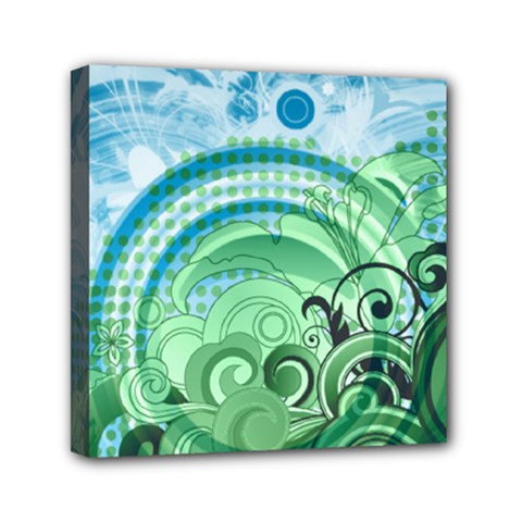 Blue Green Circle Design Mini Canvas 6  x 6  (Stretched) from ArtsNow.com