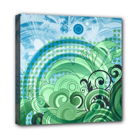 Blue Green Circle Design Mini Canvas 8  x 8  (Stretched) from ArtsNow.com