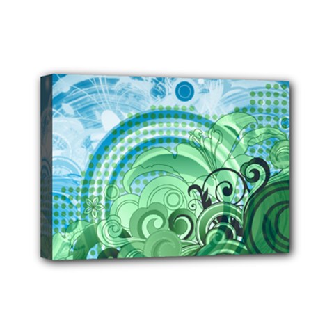 Blue Green Circle Design Mini Canvas 7  x 5  (Stretched) from ArtsNow.com