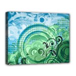 Blue Green Circle Design Canvas 14  x 11  (Stretched)