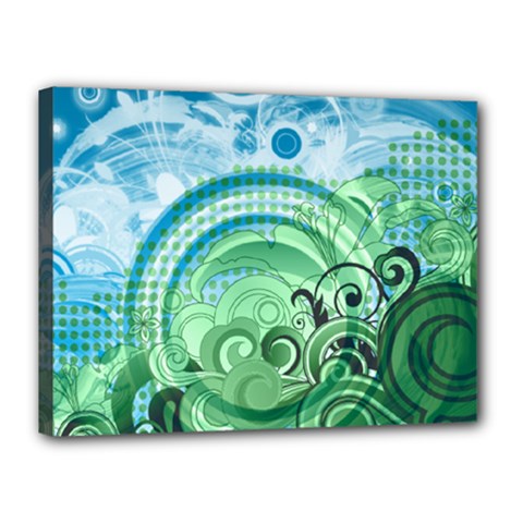 Blue Green Circle Design Canvas 16  x 12  (Stretched) from ArtsNow.com