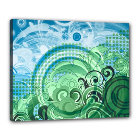 Blue Green Circle Design Canvas 20  x 16  (Stretched) from ArtsNow.com