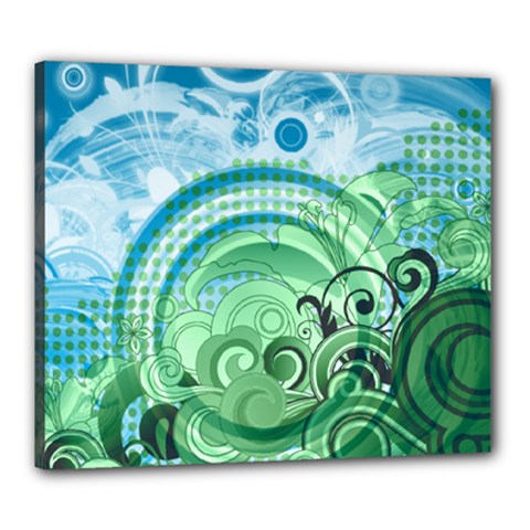 Blue Green Circle Design Canvas 24  x 20  (Stretched) from ArtsNow.com