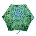 Blue Green Circle Design Mini Folding Umbrella