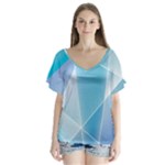 Blue Lights V-Neck Flutter Sleeve Top