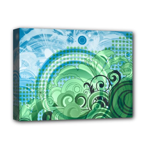 Blue Green Circle Design Deluxe Canvas 16  x 12  (Stretched)  from ArtsNow.com