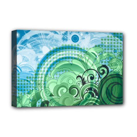 Blue Green Circle Design Deluxe Canvas 18  x 12  (Stretched) from ArtsNow.com