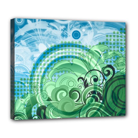 Blue Green Circle Design Deluxe Canvas 24  x 20  (Stretched) from ArtsNow.com