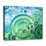 Blue Green Circle Design Deluxe Canvas 24  x 20  (Stretched)