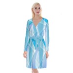 Blue Lights Long Sleeve Velvet Front Wrap Dress