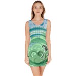 Blue Green Circle Design Bodycon Dress