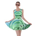 Blue Green Circle Design Skater Dress