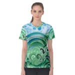 Blue Green Circle Design Women s Sport Mesh Tee