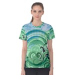 Blue Green Circle Design Women s Cotton Tee