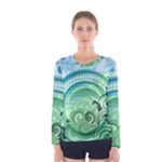 Blue Green Circle Design Women s Long Sleeve Tee