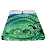 Blue Green Circle Design Fitted Sheet (Queen Size)