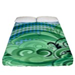 Blue Green Circle Design Fitted Sheet (King Size)