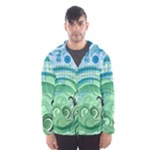 Blue Green Circle Design Men s Hooded Windbreaker