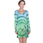 Blue Green Circle Design Long Sleeve Nightdress