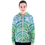 Blue Green Circle Design Women s Zipper Hoodie