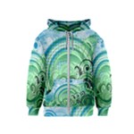 Blue Green Circle Design Kids  Zipper Hoodie