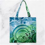 Blue Green Circle Design Zipper Grocery Tote Bag