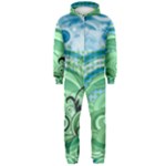 Blue Green Circle Design Hooded Jumpsuit (Men)