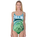 Blue Green Circle Design Camisole Leotard 