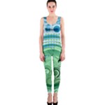 Blue Green Circle Design One Piece Catsuit