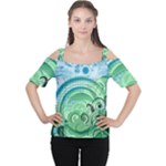 Blue Green Circle Design Cutout Shoulder Tee