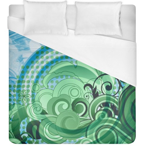 Blue Green Circle Design Duvet Cover (King Size) from ArtsNow.com