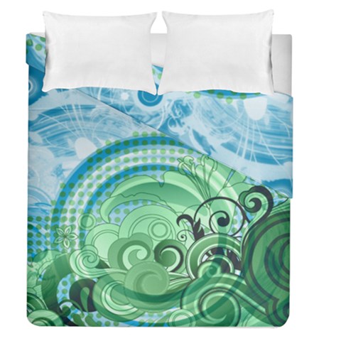 Blue Green Circle Design Duvet Cover Double Side (Queen Size) from ArtsNow.com