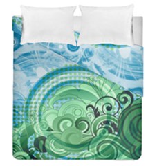 Blue Green Circle Design Duvet Cover Double Side (Queen Size) from ArtsNow.com