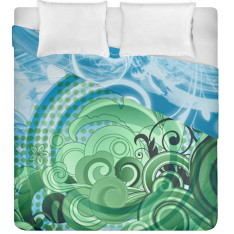 Blue Green Circle Design Duvet Cover Double Side (King Size) from ArtsNow.com