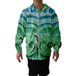 Blue Green Circle Design Kids  Hooded Windbreaker