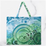 Blue Green Circle Design Zipper Large Tote Bag